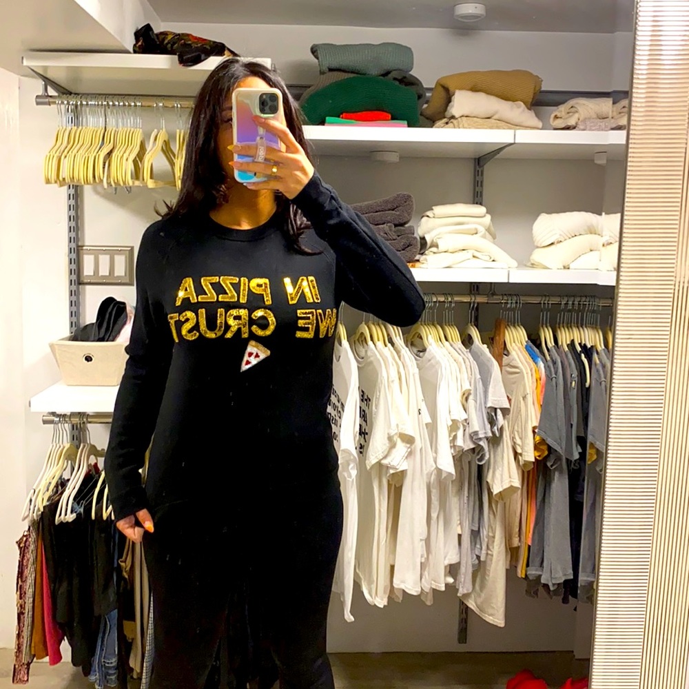 Bow and drape IN PIZZA WE CRUST sweater black sa S
